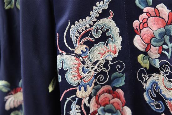 Two Chinese embroidered silk robes, 19th century,